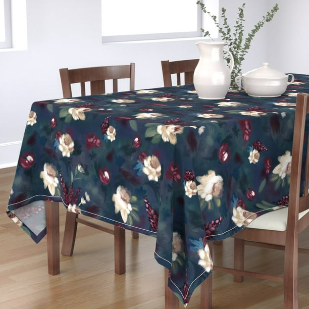 Tablecloth Floral Botanical Flower Garden Peonies Large Scale Cotton Sateen